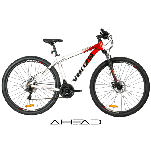 BICI-VENZO-AHEAD-2025-21-VEL-BLANCO-ROJO BICICLETA VENZO AHEAD RODADO 29 NUEVA LINEA 2025 - 21 VELOCIDADES SHIMANO