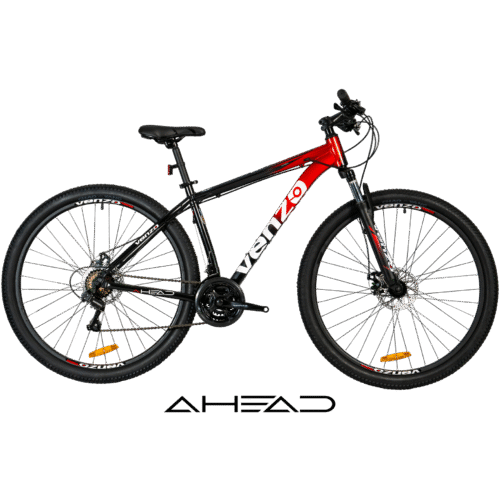 BICI-VENZO-AHEAD-2025-21-VEL-NEGRO-ROJO BICICLETA VENZO AHEAD RODADO 29 NUEVA LINEA 2025 - 21 VELOCIDADES SHIMANO