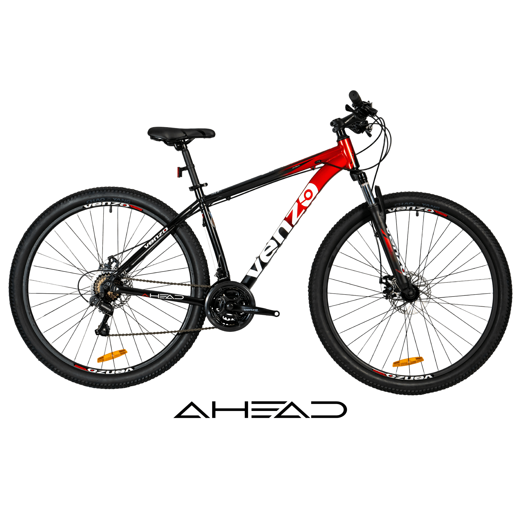 BICI-VENZO-AHEAD-2025-21-VEL-NEGRO-ROJO BICICLETA VENZO AHEAD RODADO 29 NUEVA LINEA 2025 - 21 VELOCIDADES SHIMANO